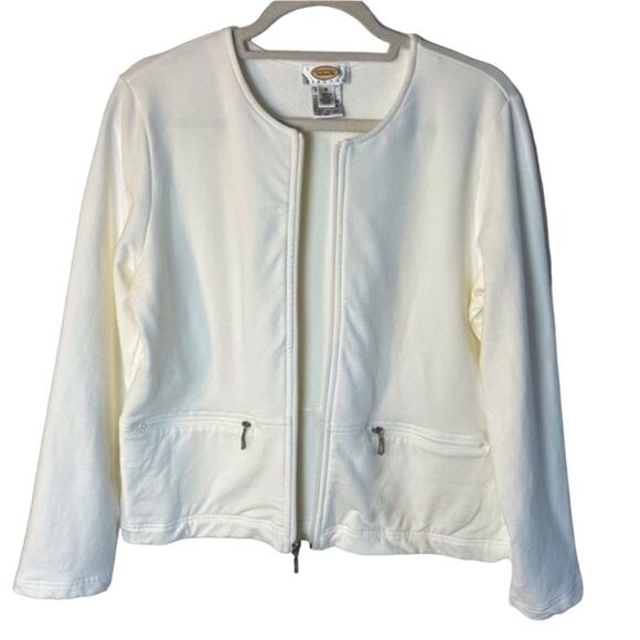 Talbots Petites Zip Up Jacket White Size M - Picture 2 of 6